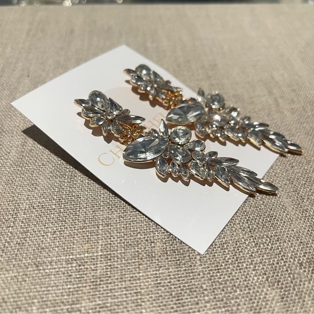 Elegant And Luxury Earring New - Rhinestone & Gold Drop | Bridal Jewelry - Picture 8 of 8